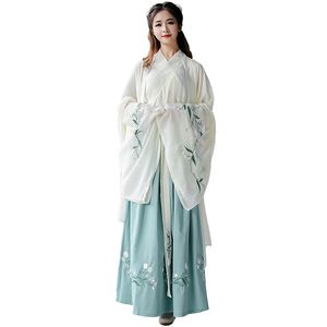 Nuovo arrivo Hanfu per le donne Costume da ballo con ricamo verde Costume tradizionale da palcoscenico Abbigliamento popolare Vestito da festival orientale DC1846