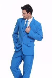 Сшитого Groomsmen Синего Groom Tuxedos Пик нагрудных Мужские костюмы Свадебные Шафер Жених 2 шт (куртка + брюки + галстук) L329