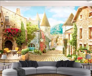 European street view 3d background wall wallpaper for walls 3 d for living room