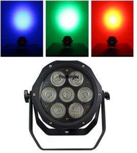 2 pieces lyre beam effects DMX flat par 7x18w rgbwa uv 6in1 led mini slim par light with powercon in and out