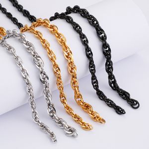 KS107220-Z Grandi regali collana a catena in corda di acciaio inossidabile con catena a maglie argento/oro/nero 5 mm di larghezza 60 cm (24 '') gioielli per donna uomo
