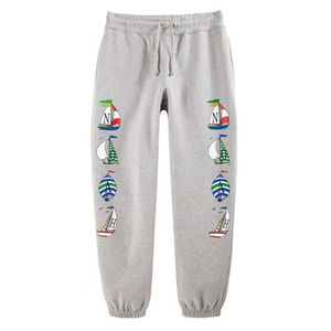 Calça de moletom masculina cinza azul estampada calça casual corrida longa hip hop ao ar livre