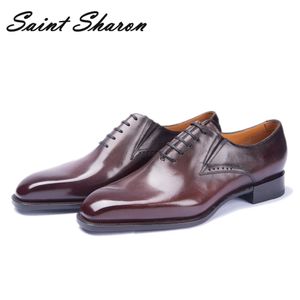 Men's shoes leather Oxford shoes lace-up breathable designer business office wedding high-quality luxury dress shoes