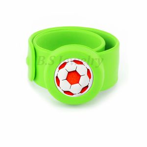 Wholesale soccer 25mm Diffuser locket Kids Mosquito Repellent Bracelet Essential Oil Diffuser Locket Stretchable Silicone Slap Bracelet