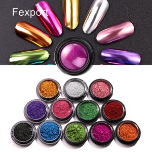 FExport Lustro Efekt Paznokci Glitter Proszek Lustro Paznokci Glitter Proszek Chrom Metaliczny Manicure Pigment Ultra Cienki brokat