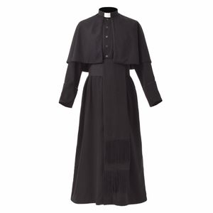 Católico padre traje homens papa pai romano soutane cassock adulto unisex mulheres homem medieval preto clero vestimentam