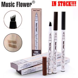 3 4 Fork Music Flower Eyebrow Pencil Fine Sketch Liquid Eyebrow Pencil Patented Microblading Tip Eye Brow Enhancer Tattoo Pen