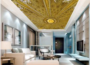 Foto feita sob encomenda 3D Wallpaper 3D Golden Palace Europeia teto teto pintura de parede Sala Quarto Wallpaper Home Decor