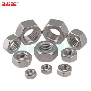 DIN934 M1.2 M1.6 M3 M4 M5 M6 M8 M10 M12 M14 M16 M18 M20 304 Stainless Steel A2-70 Metric Thread Hex Nut Hexagon Nuts 100pcs/lot