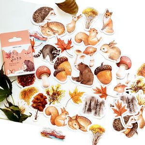 46Pcs/pack Kawaii Autumn forest Sticker Cute Animals Mini Paper Decoration DIY Ablum Diary Scrapbooking Label Sticker