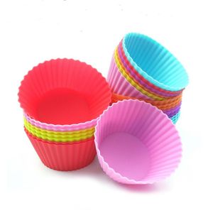 7 cm silicone morbido tondo torta muffin cioccolato cupcake stampi bakeware maker stampo vassoio teglia fodera stampi fodera teglia stampi LX8038