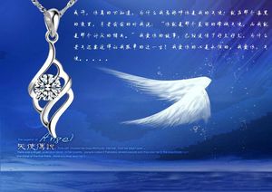 Wholesale (without chain) 925 sterling silver Crystal Zircon Angel wings Necklace Pendant Jewelry for Women DIY Jewelry Valentine's Day Gift
