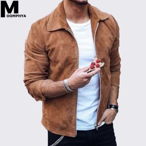 Moomphya streetwear manga comprida camurça tecido jaqueta homens casual homens casaco sobretudo outwear casaco chaqueta hombre