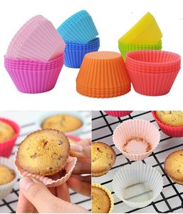 7cm Yuvarlak Şekleli Silikon Kek Pişirme Kalıpları Jöle Kalıp Silikon Cupcake Pan Muffin Cup 8 Renk Pişirme Bardağı Kalıp