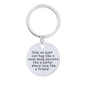 aunt like a mom Letter Stainless Steel Women Men Keychains Couple Lover Chains Key Ring Promotion Celebration Gift