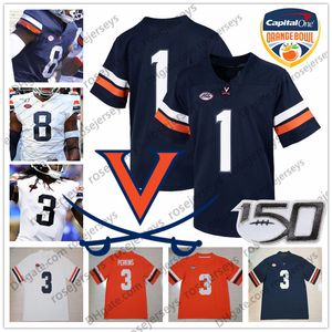 UVA Virginia Cavaliers 8 Hasise Dubois 20 Mike Hollins 21 Wayne Taulapapa 34 Bryce Hall 13 Terrell Jana Pomarańczowa Puchar 150th Jersey 4XL