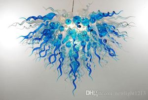 Handmade Blown Glass Chandelier for coffee bar party blue color Ceiling LED Lights crystal chandeliers