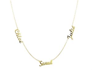 Collar de tres nombres personalizado relleno apilado para mujeres y gargantillas de plata esterlina regalo de joyería para niña