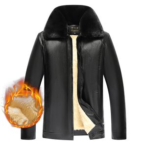男性のための白いフリースと冬のPUレザージャケットの大きいサイズ秋の男性のカジュアルな厚い暖かいビジネスの毛皮のvarsityの上着のコート