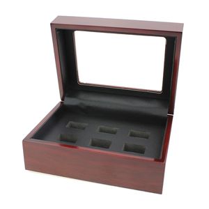 Erstklassige 1,4,5,6-Loch-Box für neue Meisterschaftsringe in Schmuckverpackung, rote Schmuckschatulle aus Holz für die Ringpräsentation