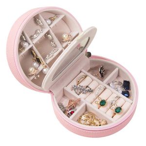 Biżuteria Pudełko Organizator PU Skóra Case Biżuteria Z Lustrem Dla Pierścieni Kolczyki Naszyjnik Podróż Prezenty Pudełka Dziewczyny Kobiety