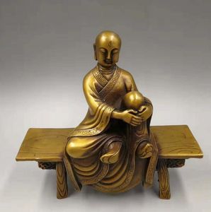 Bench Bench Pure Copper Buddha Коллекция украшения Древние Игроки Главная Ремесла Домашнее украшение Buddha Brass