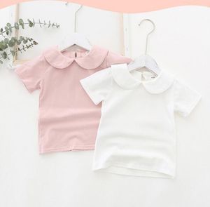 Bambino per bambini Designer Abbigliamento T Shirt Pet Pan Collar Manica Solida Colore Solido Bianco Pink T Shirt