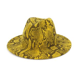 ファッション秋冬スネークパターンジャズFedora Hatsウールフェルトキャップワイドブリム・チェプ・パナマパーティーフォーマル帽子男性女性