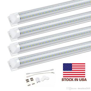 Integrerad 8FT 2,4m 2400mm 65W LED T8 TUBE SMD2835 Högt ljusljus 8 fot 6500lm 85-265V Fluorescerande belysning Fri frakt 50