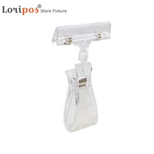 Rotatable Memo Clip Promotion Transparent Plastic Double Clips Adjustable Pop Sign Card Display Holder Advertising folder