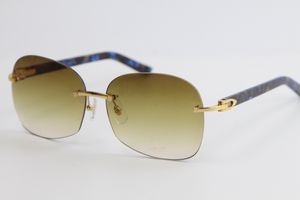 Selling Rimless Metal Sunglasses Marble Blue Plank Style Outdoor Design Classical Model Glasses 8100908 men gold frame glasses Male Female