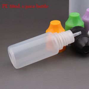 E CIG Plastic Dropper Bottle 10ml空のE液体ボトルチャイルドプルーフキャップと長い薄い先端