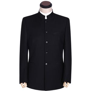 Preto cinco botões padrinhos mandarim lapela noivo smoking masculino ternos de casamento/baile/jantar melhor homem blazer (jaqueta + calças)