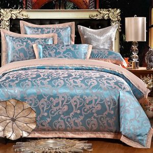 FB1906001TE Luxurious King Bedding Set Tribute Jackquard Duvet Cover Set Cotton Embroidery Bedsheets European Stytle Home Textile 4pcs/set