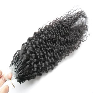 100g Micro Ring Hair Extensions Głębokie Kręcone 1 g / Stojak 100 sztuk Machine Made Remy Micro Bead Pętla Włosów Ludzki