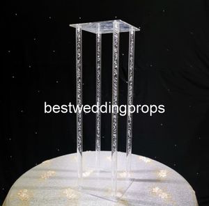 Nieuwe stijl Crystal Clear Acryl Square Flower Rack Cake Toon Bruiloft Verjaardag Display Bloem Stand Best01127