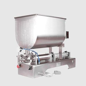 180W Horizontal mixing filling machine for tomato sauce bean paste with particles peanut butter pneumatic filling machine