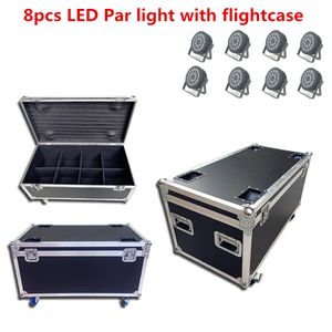 8x LED Par Light med FlightCase 24x18W RGBWA UV 6in1 DMX strålkastare för professionell scenbelysning DJ Wash Light