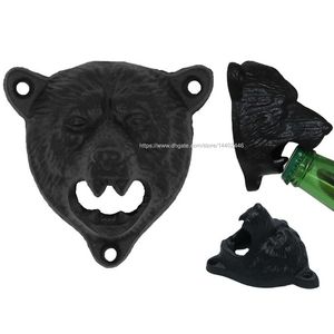 20pcs Cast Iron Wall Mount Mounted Opener Grizzly Bear Head Beer Soda Cap Bottle Opener Openers Hanger Pub Lodge Kitchen Tool Tools