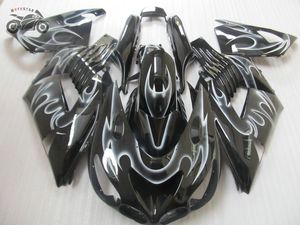 Customize Injection fairings kit for Kawasaki Ninja ZX-14 2006 2007 2008 ZX14R 06 07 08 ZX-14R white flame ABS motorcycle fairing parts