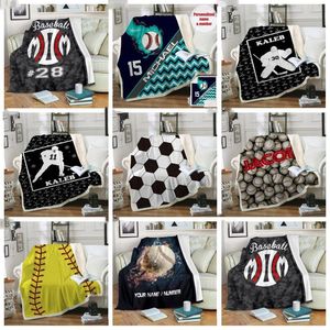 Rugby Football Winter Swadding Sherpa Blankets Soccer Softball Plush Shawl Adults 3D Printed Couch Sofa Fleece Thick Wrap 150*200CM BZYQ6413