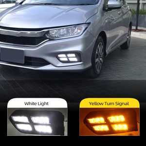 LED DRL için Honda City 2017 2018 2019 Gündüz Sarı Dönüş Fonksiyonu ile Işık günışığı sis lambası kapağı Koşu