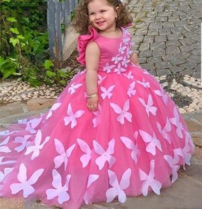 Dzieci Formalne Nosić Eleganckie Urodzinowe Dress Krótki Rękaw Satin Ball Suknia Kwiat Girl Sukienki na ślub Tutu Cute Princess Kids Suknia