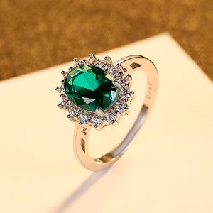 Ny 2021 Emerald Ruby Gemstone Ringar För Kvinnor Bröllop Förlovning Smycken 925 Sterling Silver Gratis frakt