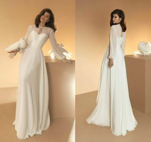 Abiti da sposa economici-collo alto illusione maniche lunghe in chiffon abito da sposa Hot Sell spazzata di vendita del treno su ordine Vestiti da sposa Hot