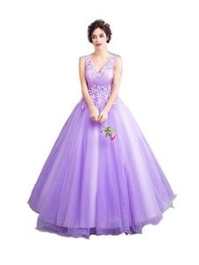 2019 Nya Dream Fairies Lavendel Lila Evening Klänningar Bruden Princess Bankett Sweet Lace Appliques Long Prom Party Gowns 493