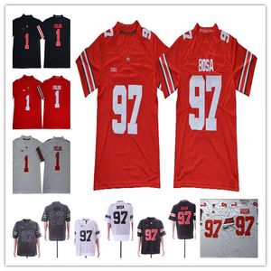 2019 Ohio State #1 Justin Fields Jersey NCAA OSU #97 Nick Bosa College Football Jerseys Home Away Red Black White