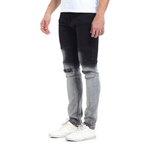 Modische Jeans mit Farbverlauf für Herren, stilvolle Designer-Jeans in Schwarz und Weiß mit Patchwork-Verwaschung