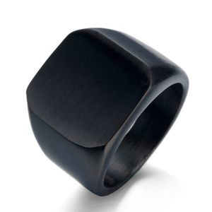 Högkvalitativ ny rostfritt stål svarta herrringar all-glans fyrkantig solid titan klassisk ring bröllopsengagemangsmycken