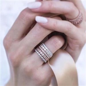 Criativa sobrepor 5 Pcs Suit Rings Rose Gold Silver Cor Definir na broca Anel de cristal para o homem e Mulheres Jóias